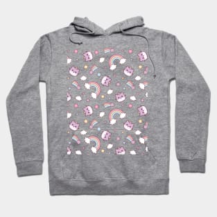 Cute Cat Caticorn or Kitten Unicorn seamless pattern Hoodie